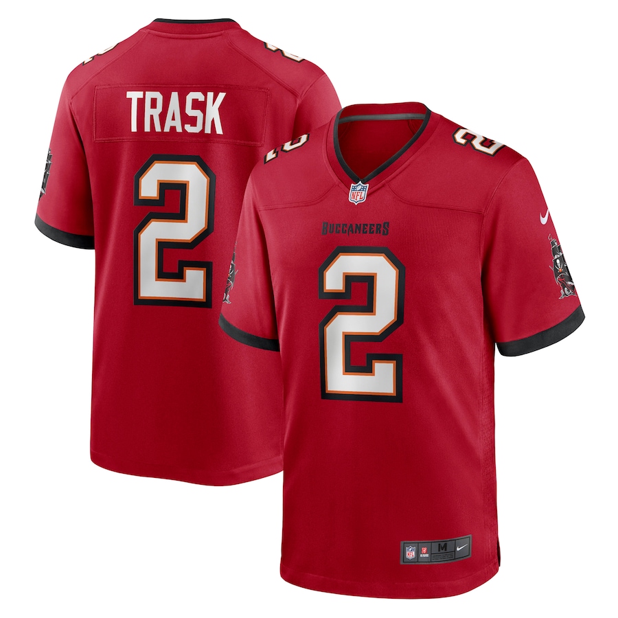 Custom Mens Tampa Bay Buccaneers 2 Kyle Trask Nike Red 2021 NFL Draft Pick Player Game Jersey